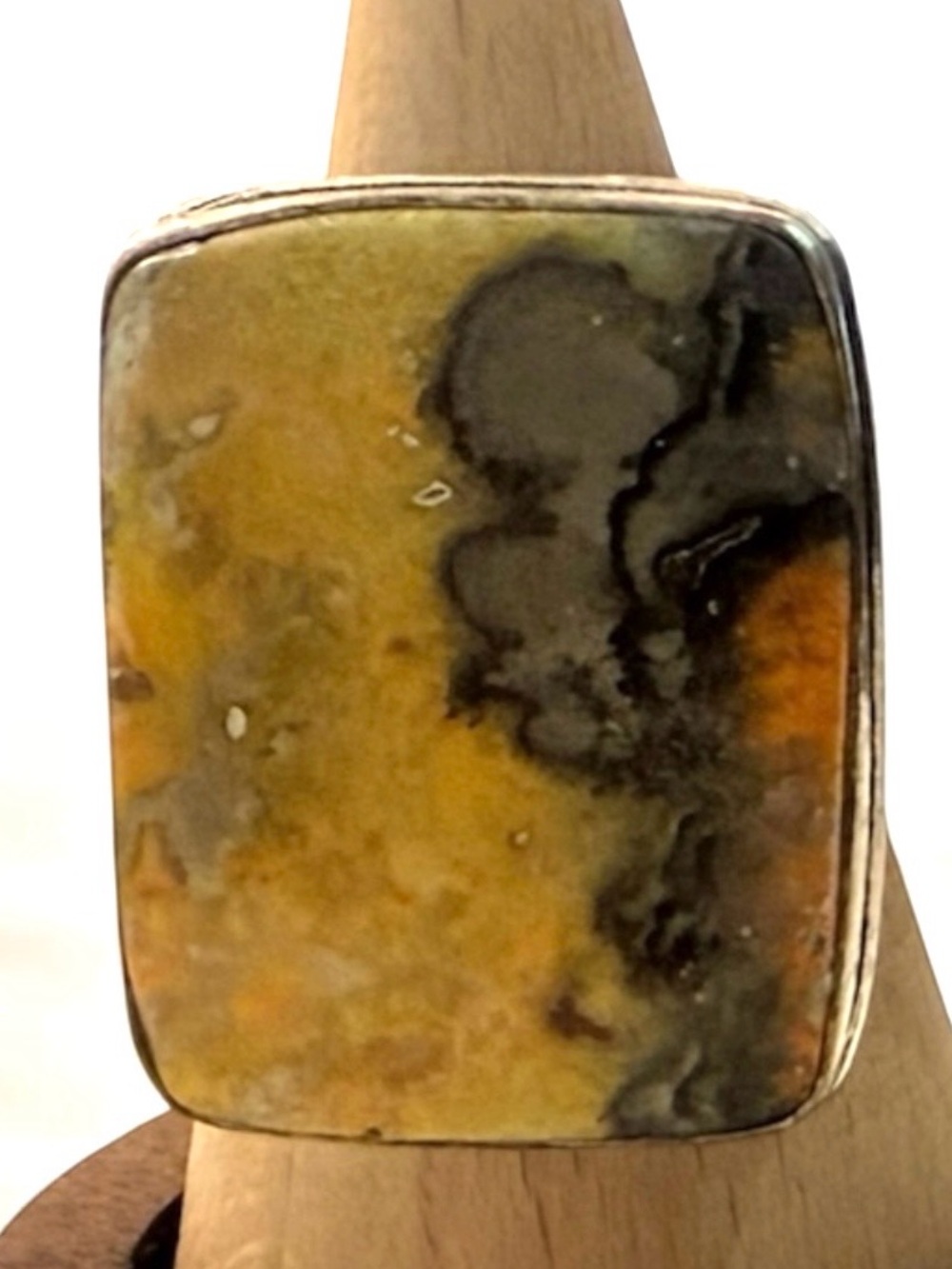 Bumble Bee Jasper 925 Silver Ring, Boho Southwestern, Size  8, Unworn